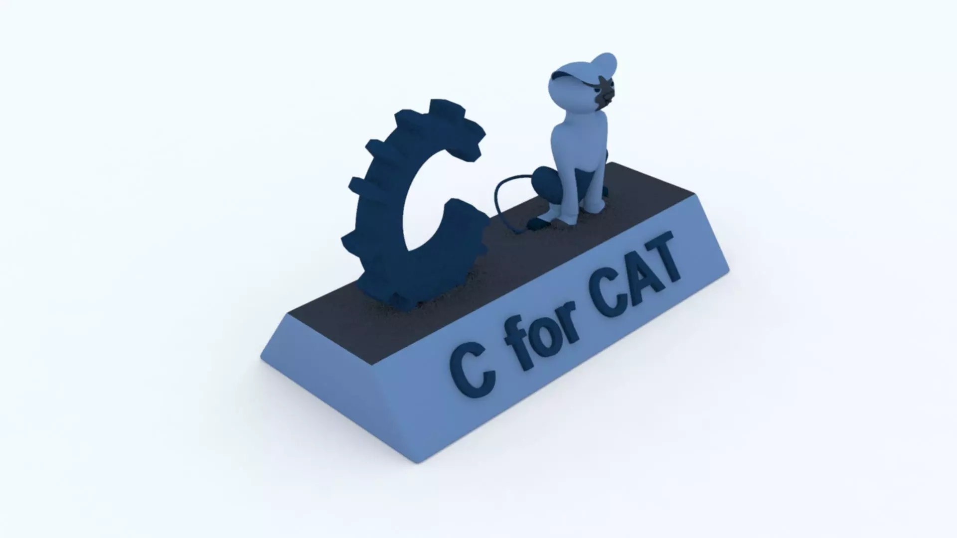 C for Cat Model 3D print model_0