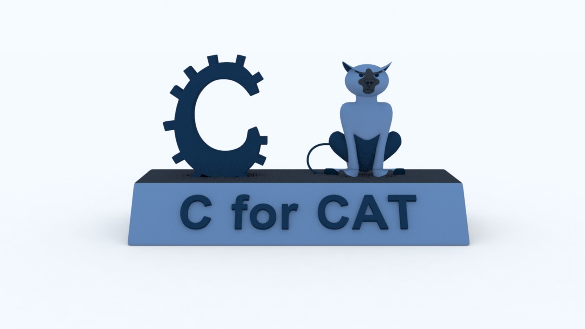 C for Cat Model 3D print model_2