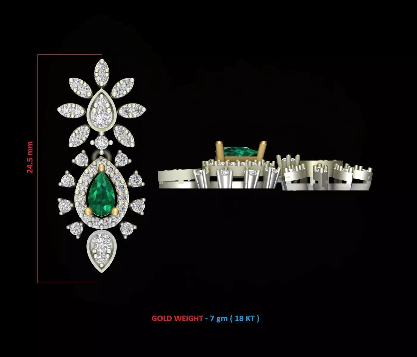 EARRING emerald and diamond ring Free 3D print model