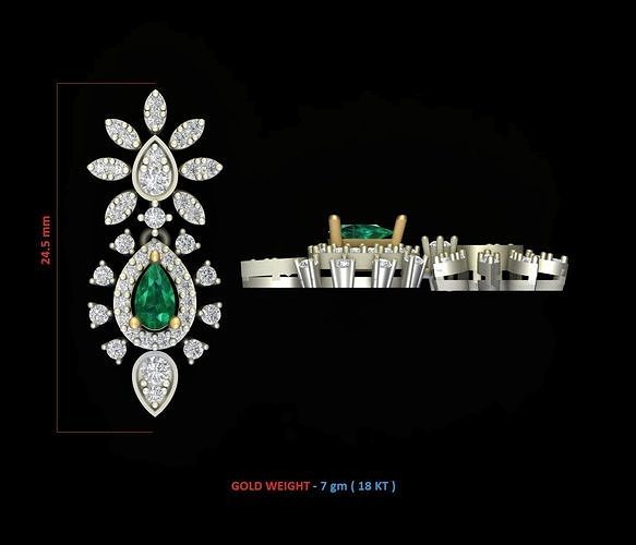 EARRING emerald and diamond ring Free 3D print model