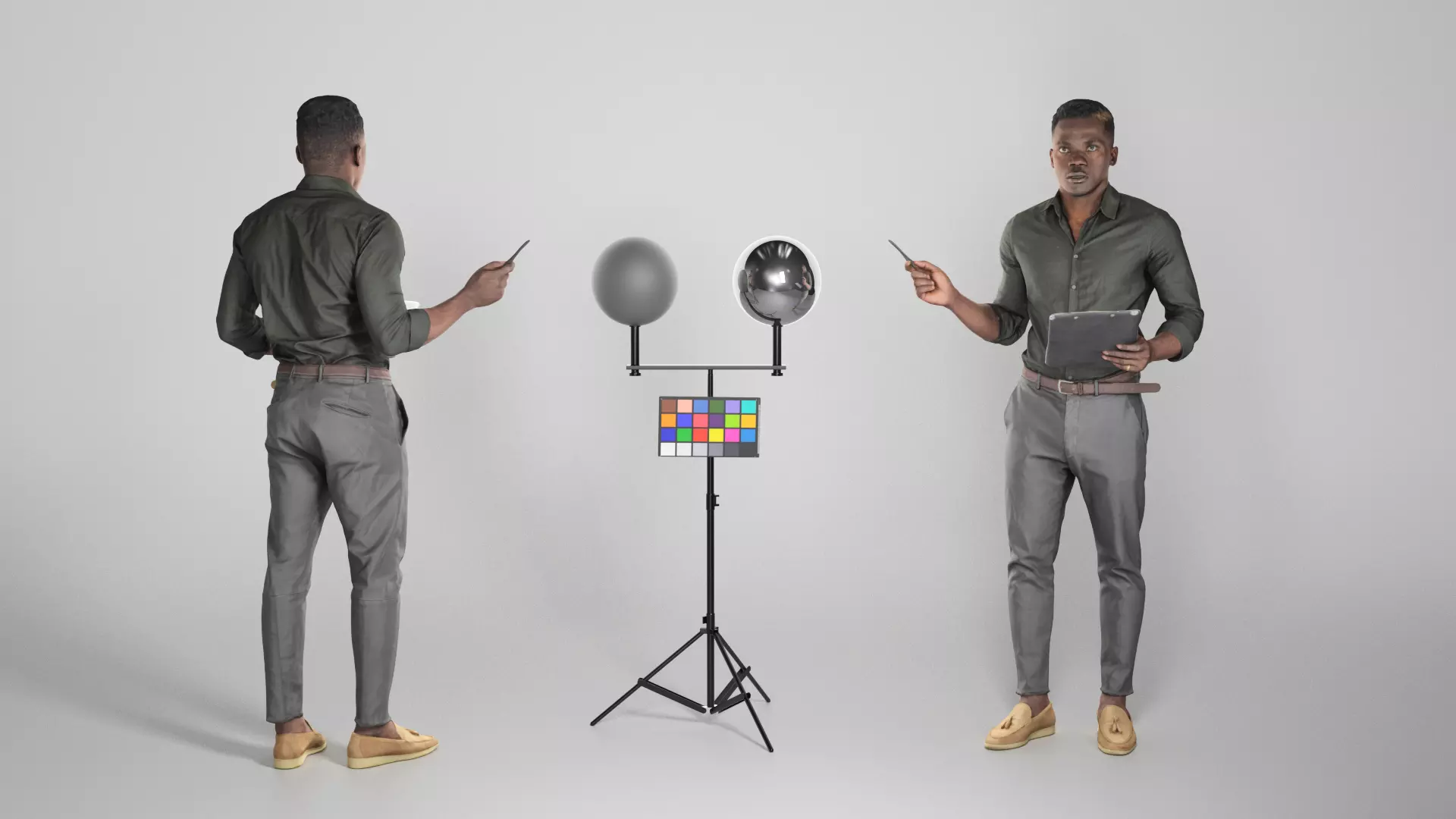 Young serious man with paper folder and pen 259 Low-poly 3D model_0