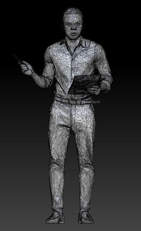 Young serious man with paper folder and pen 259 Low-poly 3D model_6