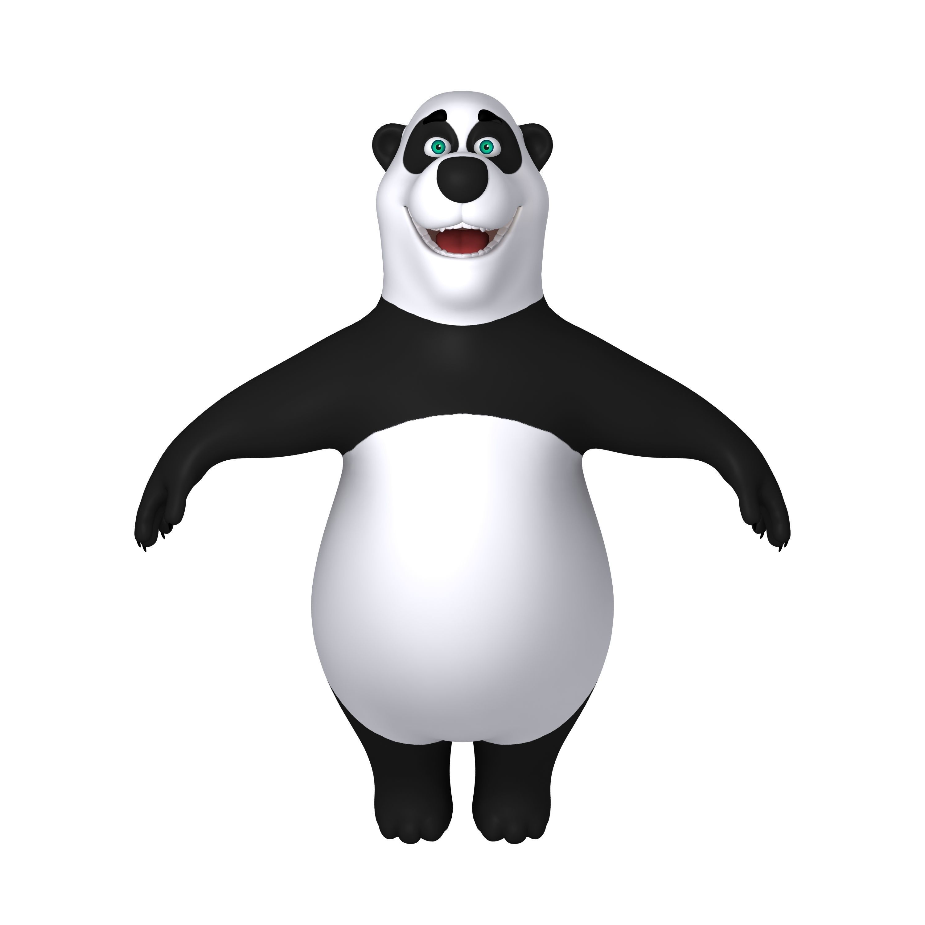 Panda Cartoon 02 3D model_1