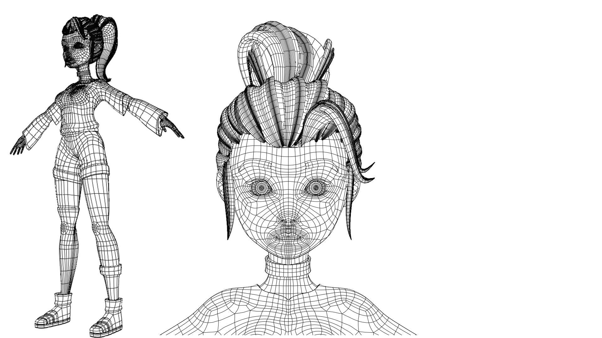 Female character with mangekyo sharingan naruto anime Low-poly 3D model_10