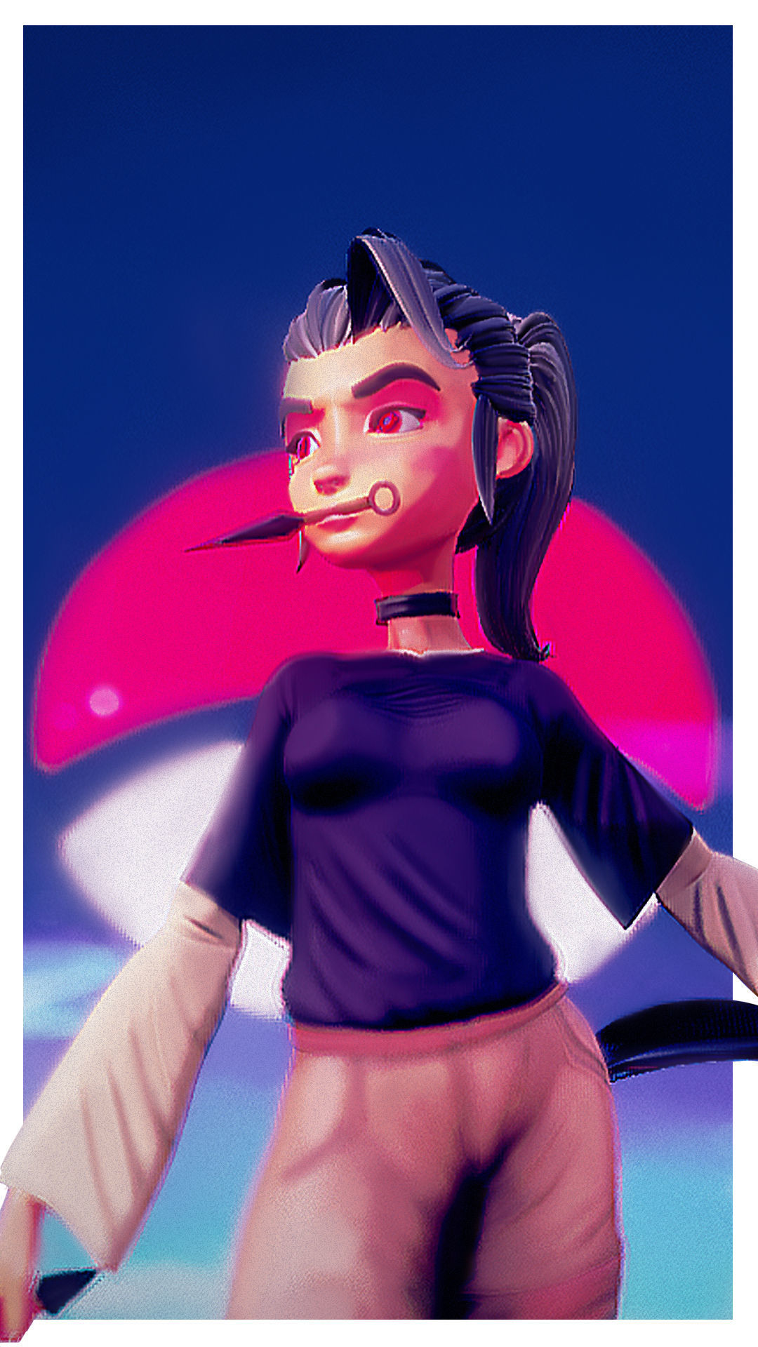 Female character with mangekyo sharingan naruto anime Low-poly 3D model_4