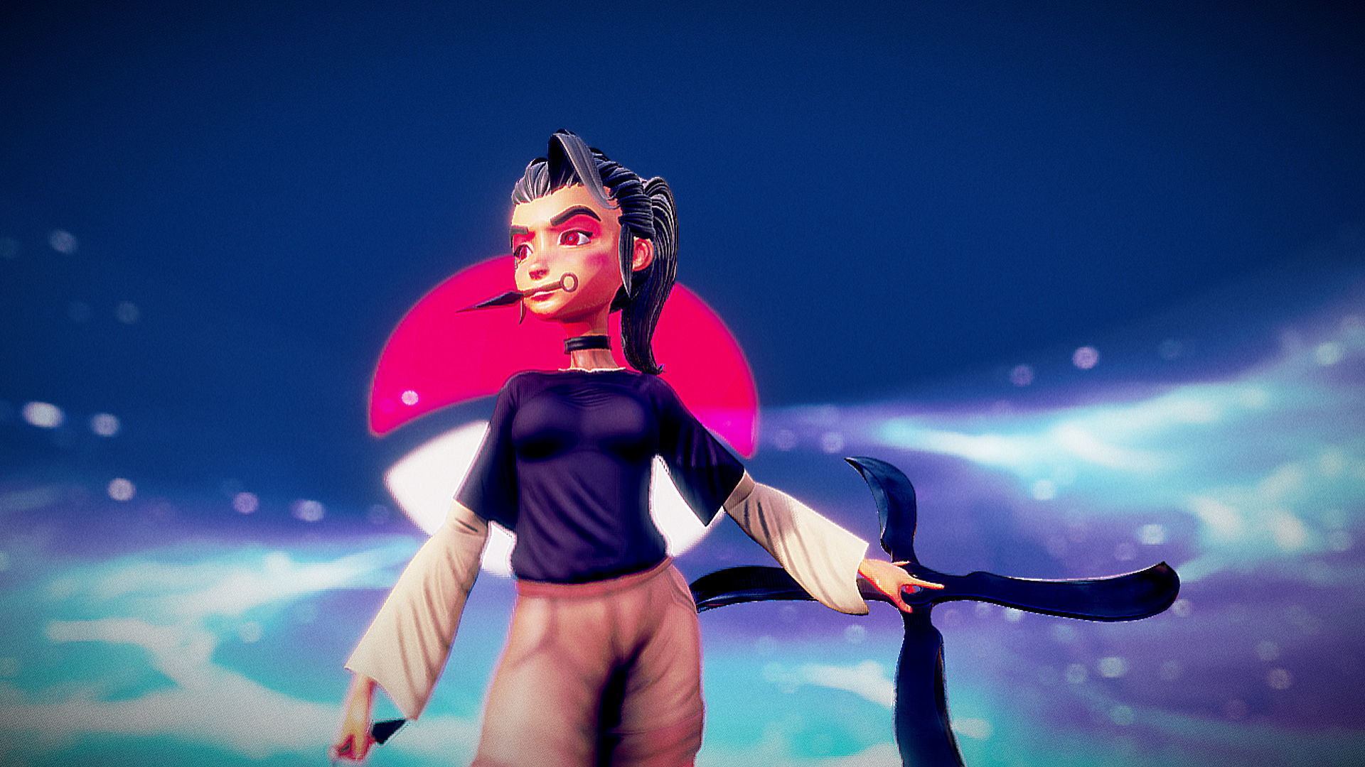 Female character with mangekyo sharingan naruto anime Low-poly 3D model_3