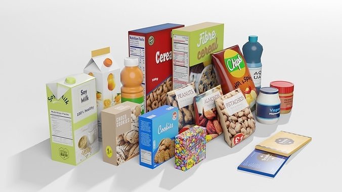 Groceries 1 food and beverage products Low-poly 3D model 6