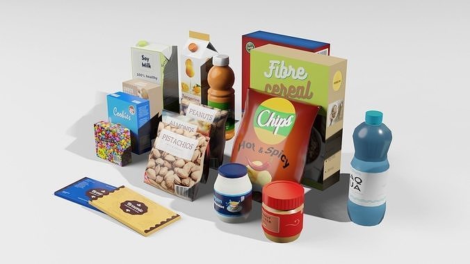 Groceries 1 food and beverage products Low-poly 3D model 5