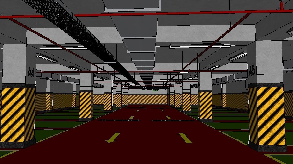 CARPARK parking garage with cars parked in it Low-poly 3D model_26