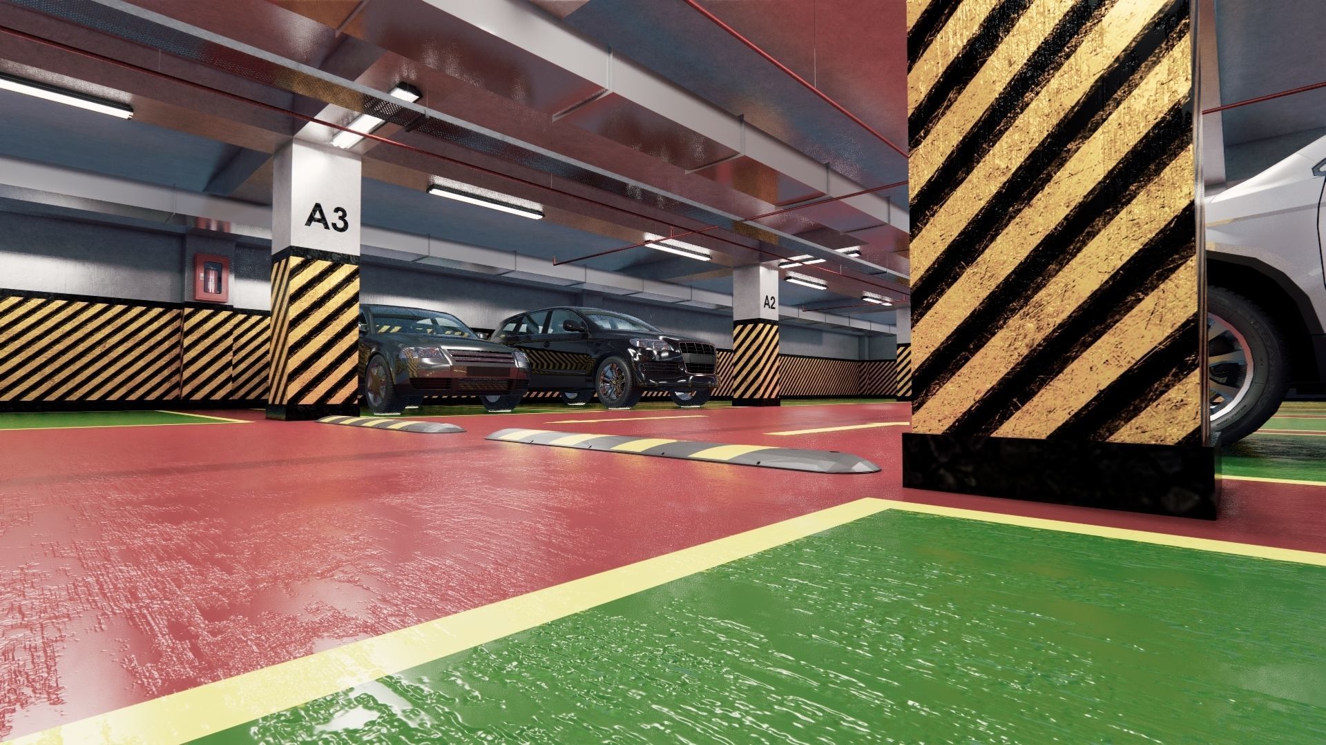 CARPARK parking garage with cars parked in it Low-poly 3D model_5