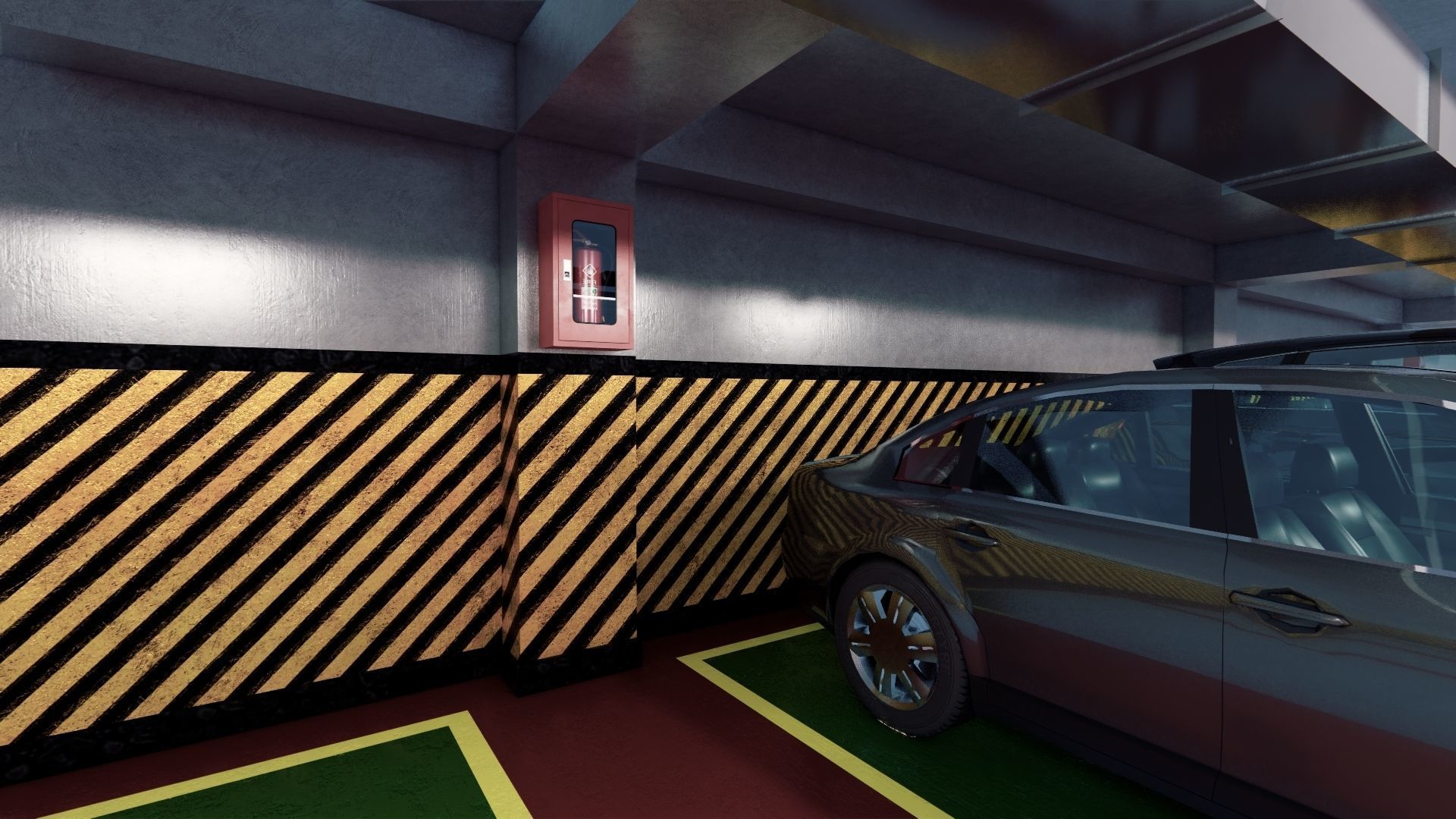 CARPARK parking garage with cars parked in it Low-poly 3D model_12