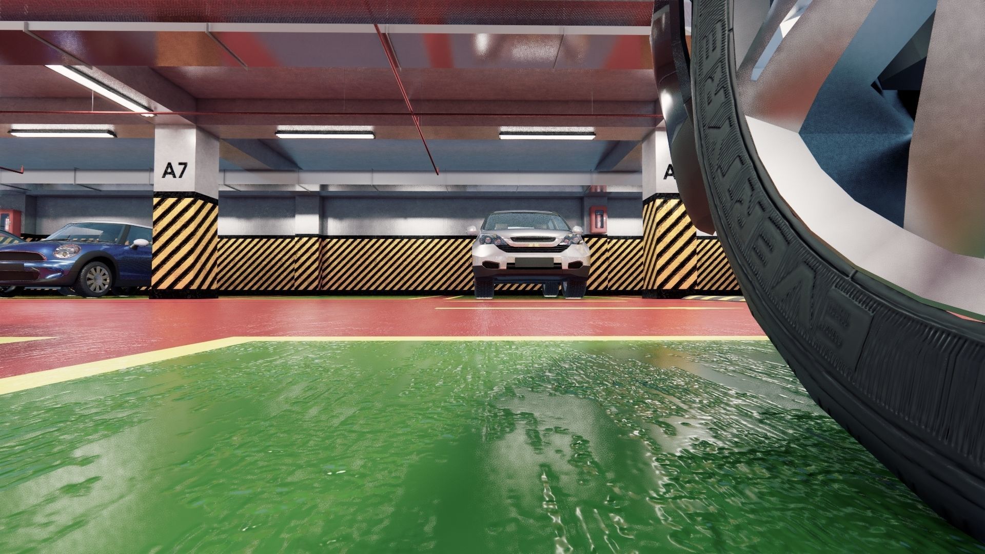 CARPARK parking garage with cars parked in it Low-poly 3D model_14