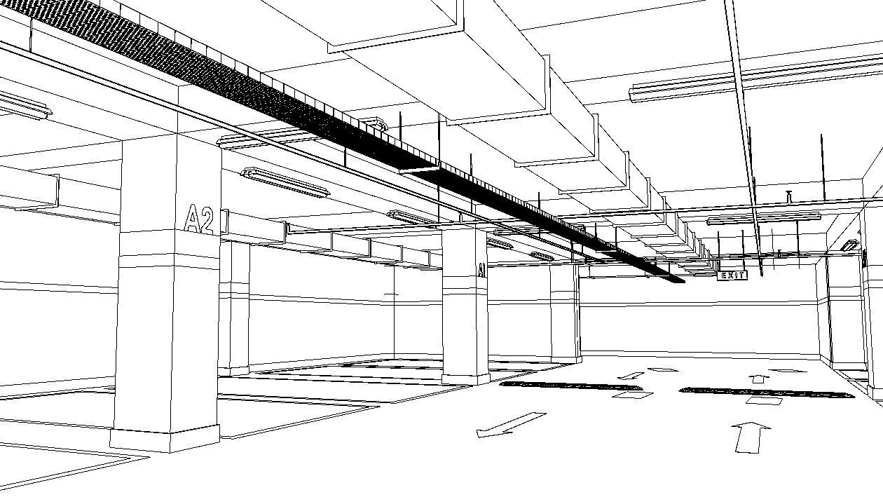 CARPARK parking garage with cars parked in it Low-poly 3D model_33