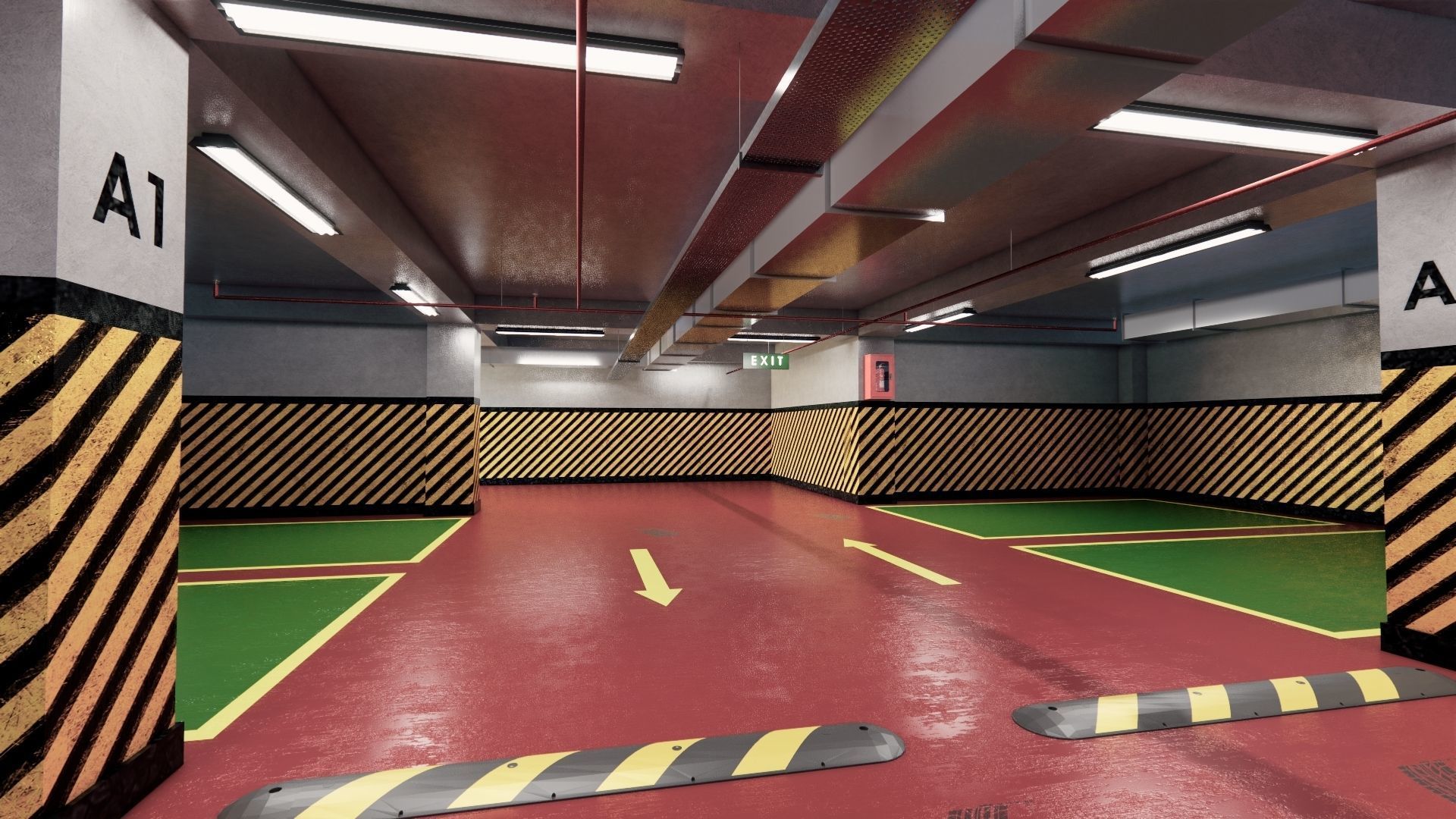 CARPARK parking garage with cars parked in it Low-poly 3D model_20