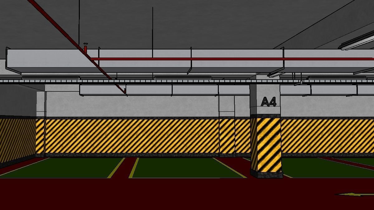 CARPARK parking garage with cars parked in it Low-poly 3D model_25