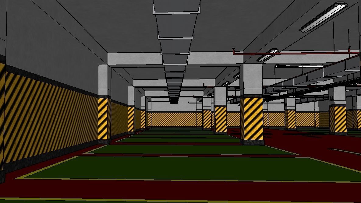 CARPARK parking garage with cars parked in it Low-poly 3D model_24