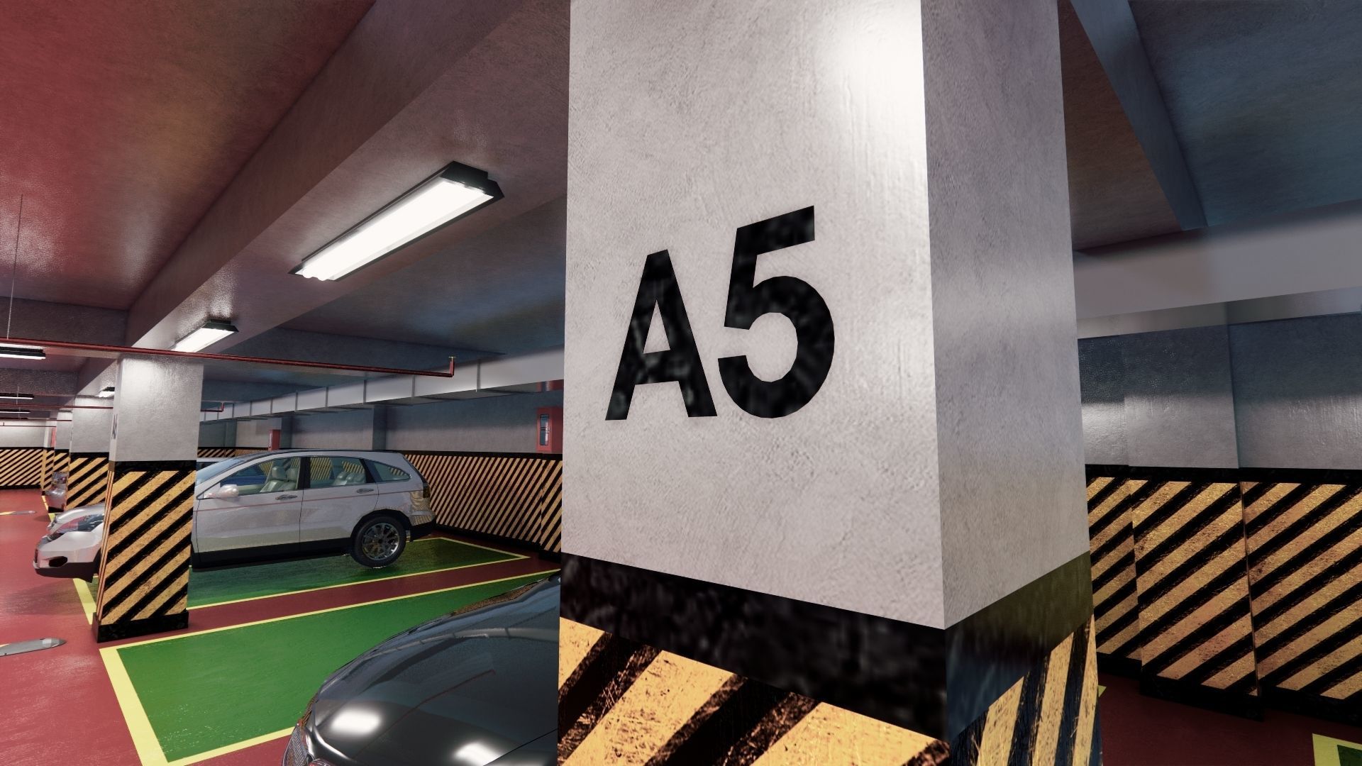 CARPARK parking garage with cars parked in it Low-poly 3D model_7