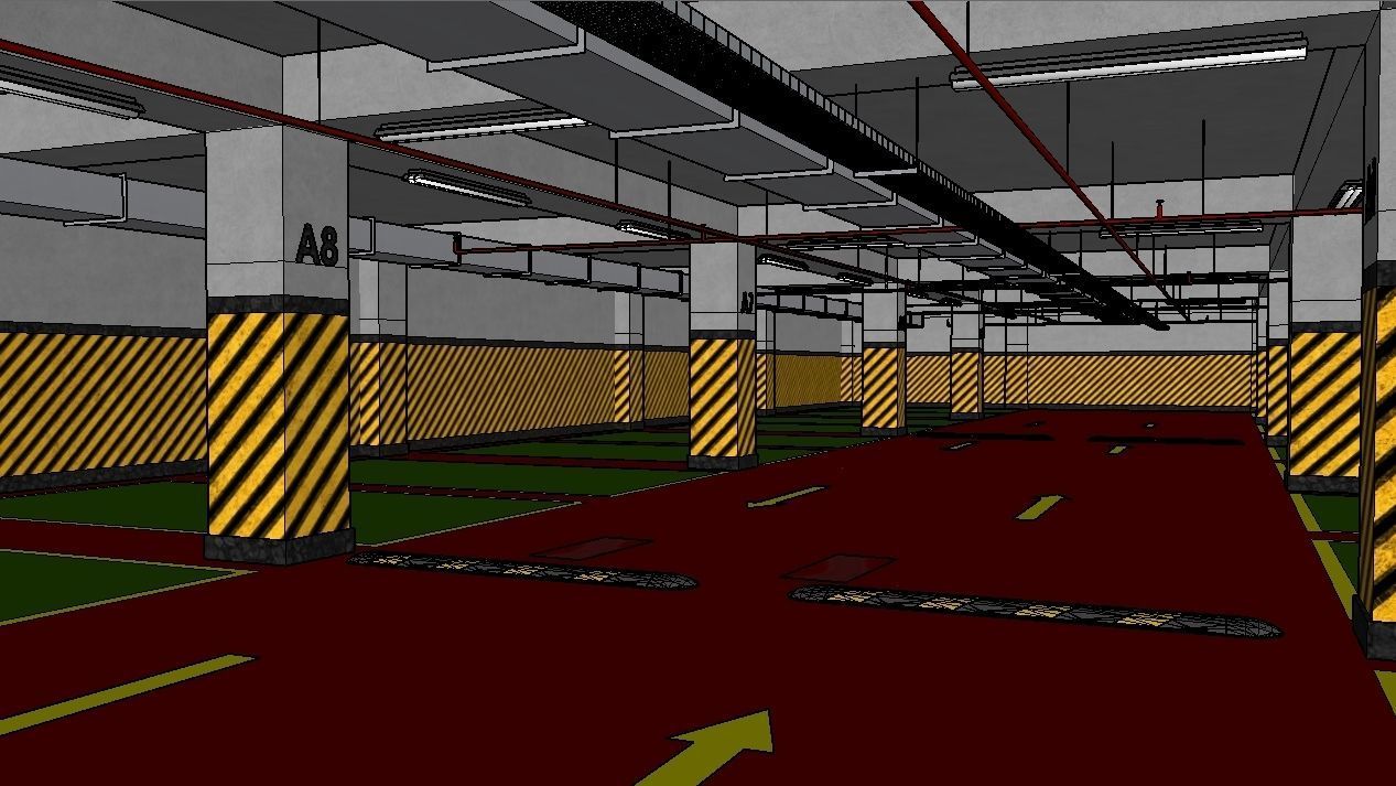 CARPARK parking garage with cars parked in it Low-poly 3D model_23