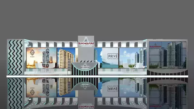 exhibition stall 15 x 4 meters 3D model