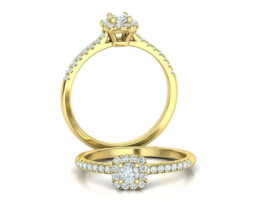 Cushion Halo Engagement ring 3dmodel 3D print model