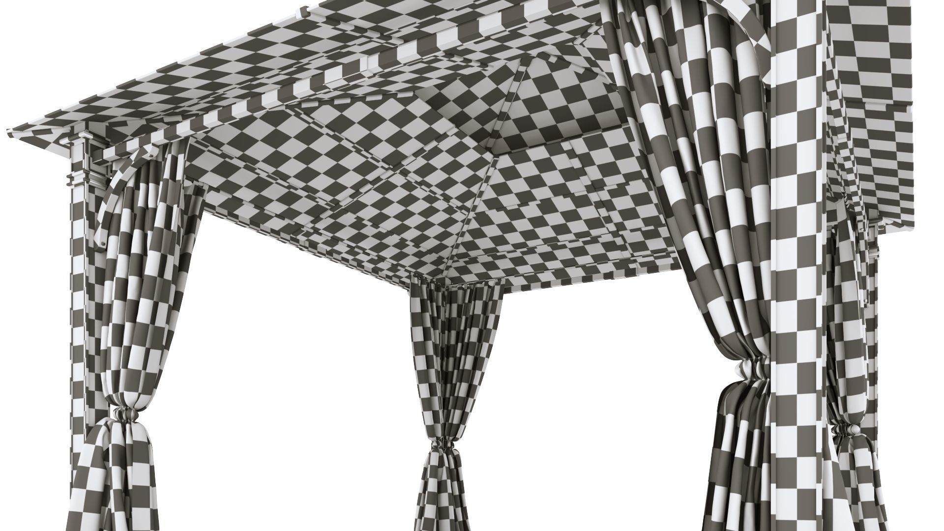 Gazebo outdoor with curtains 3D model_28