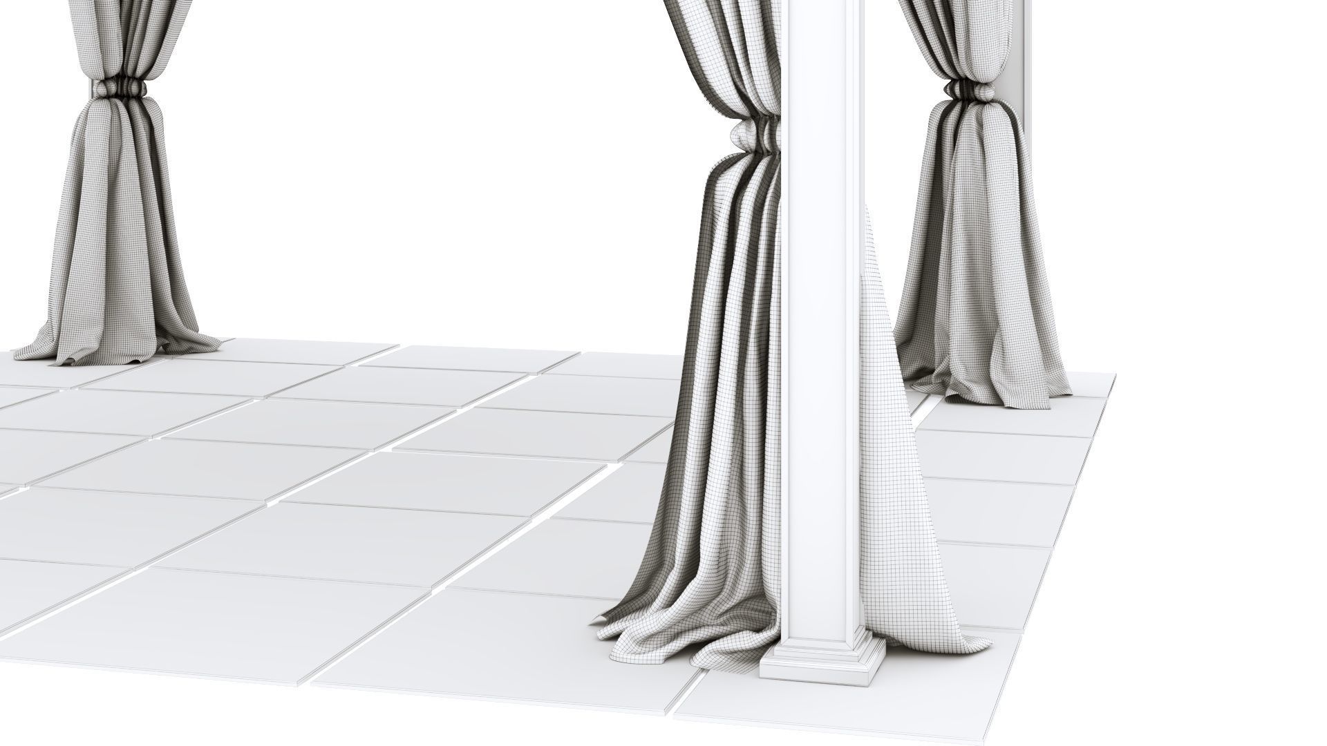 Gazebo outdoor with curtains 3D model_22