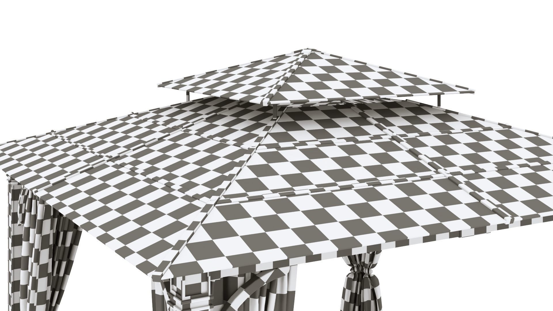 Gazebo outdoor with curtains 3D model_32
