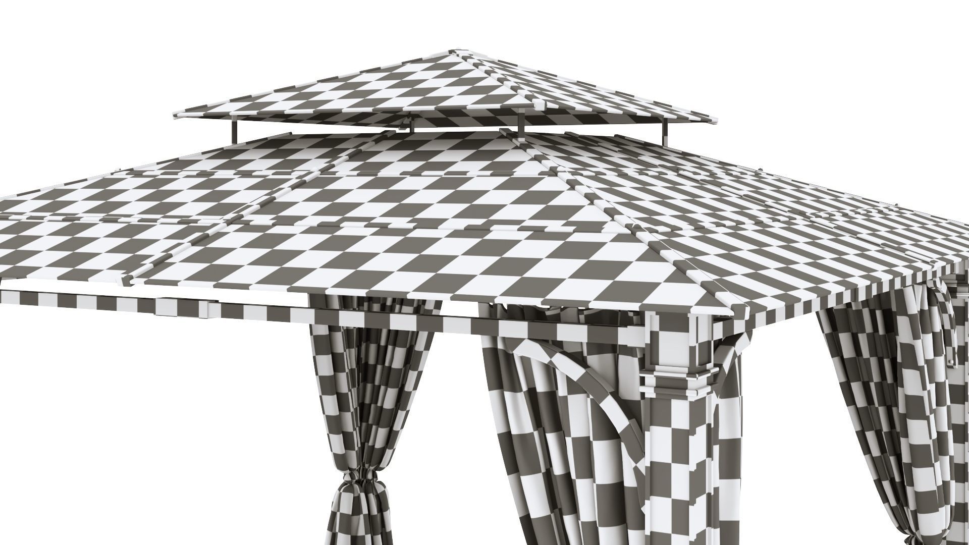 Gazebo outdoor with curtains 3D model_33