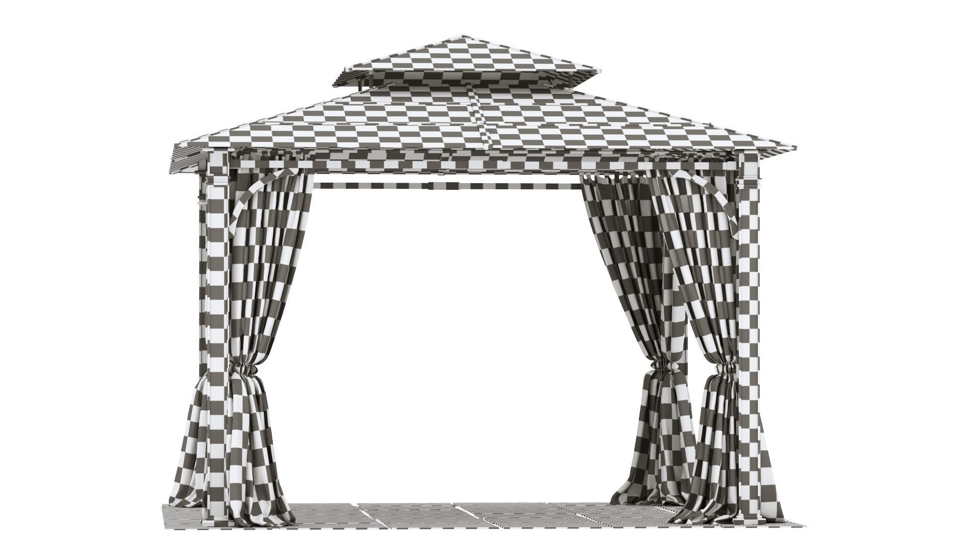 Gazebo outdoor with curtains 3D model_31