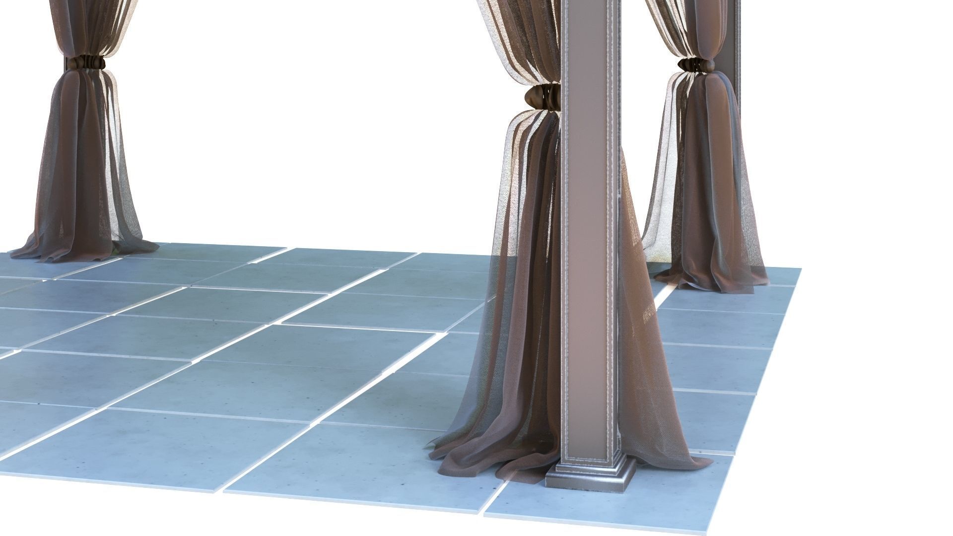 Gazebo outdoor with curtains 3D model_10
