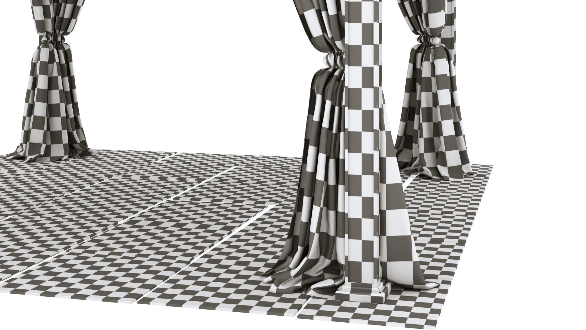 Gazebo outdoor with curtains 3D model_34