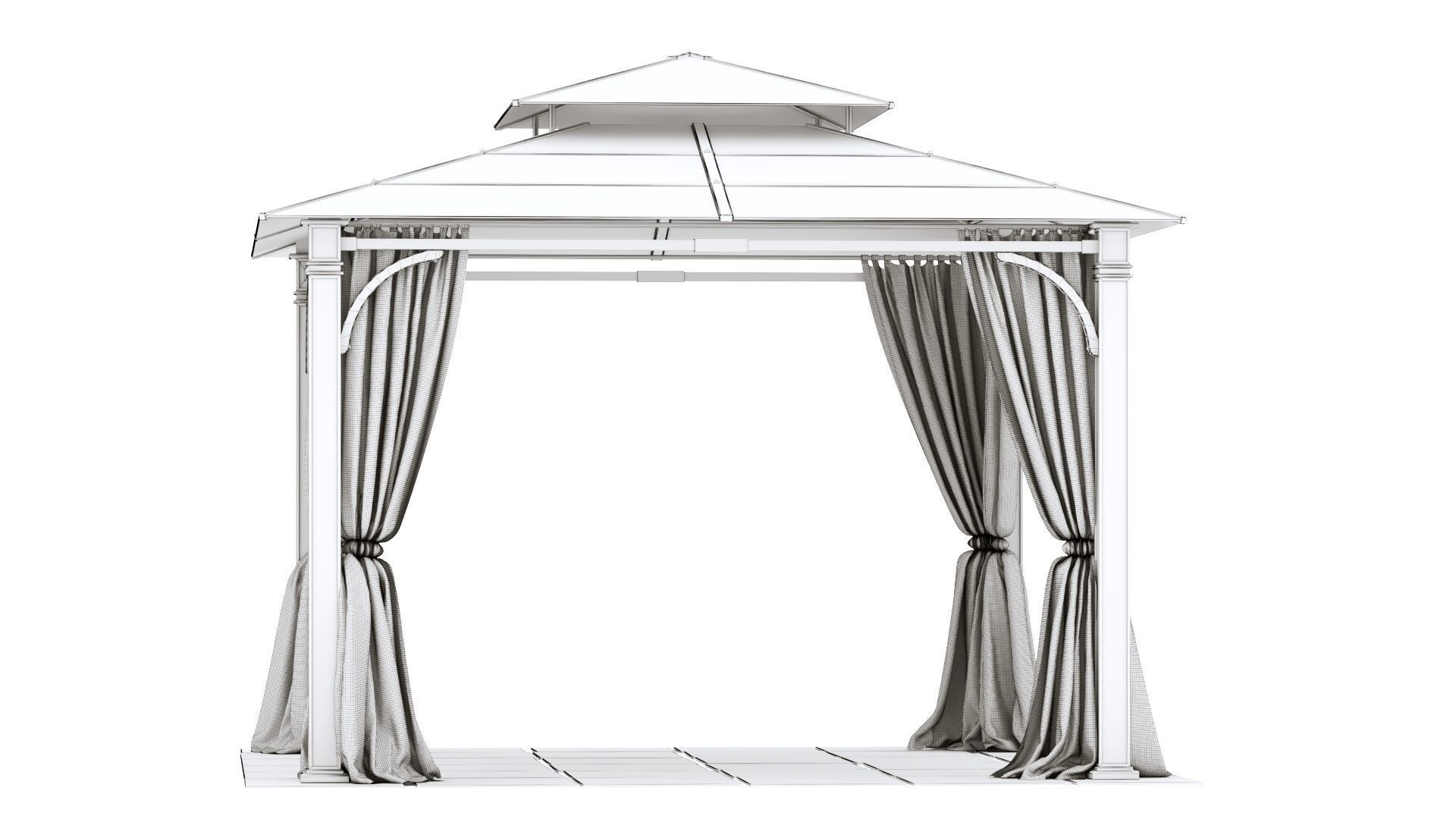 Gazebo outdoor with curtains 3D model_19