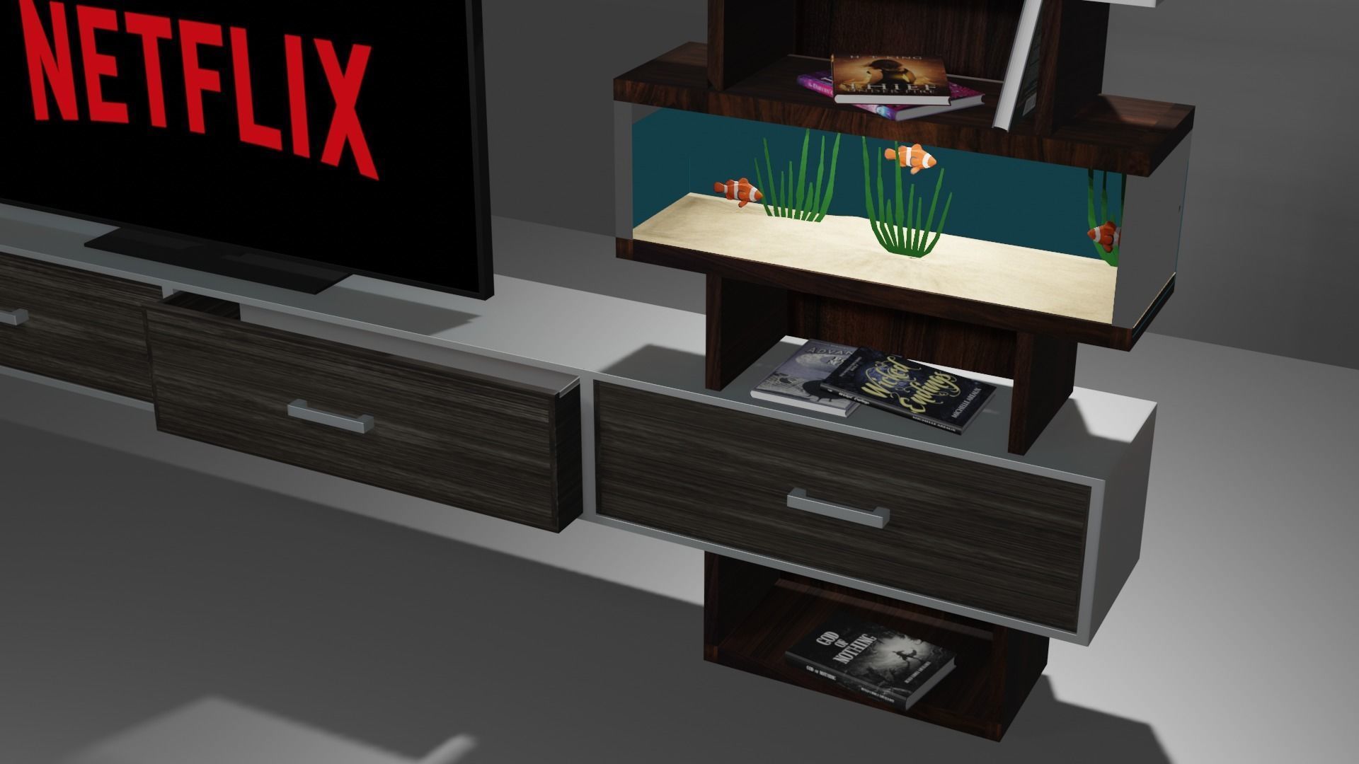 Living Room Wall Free 3D model_1