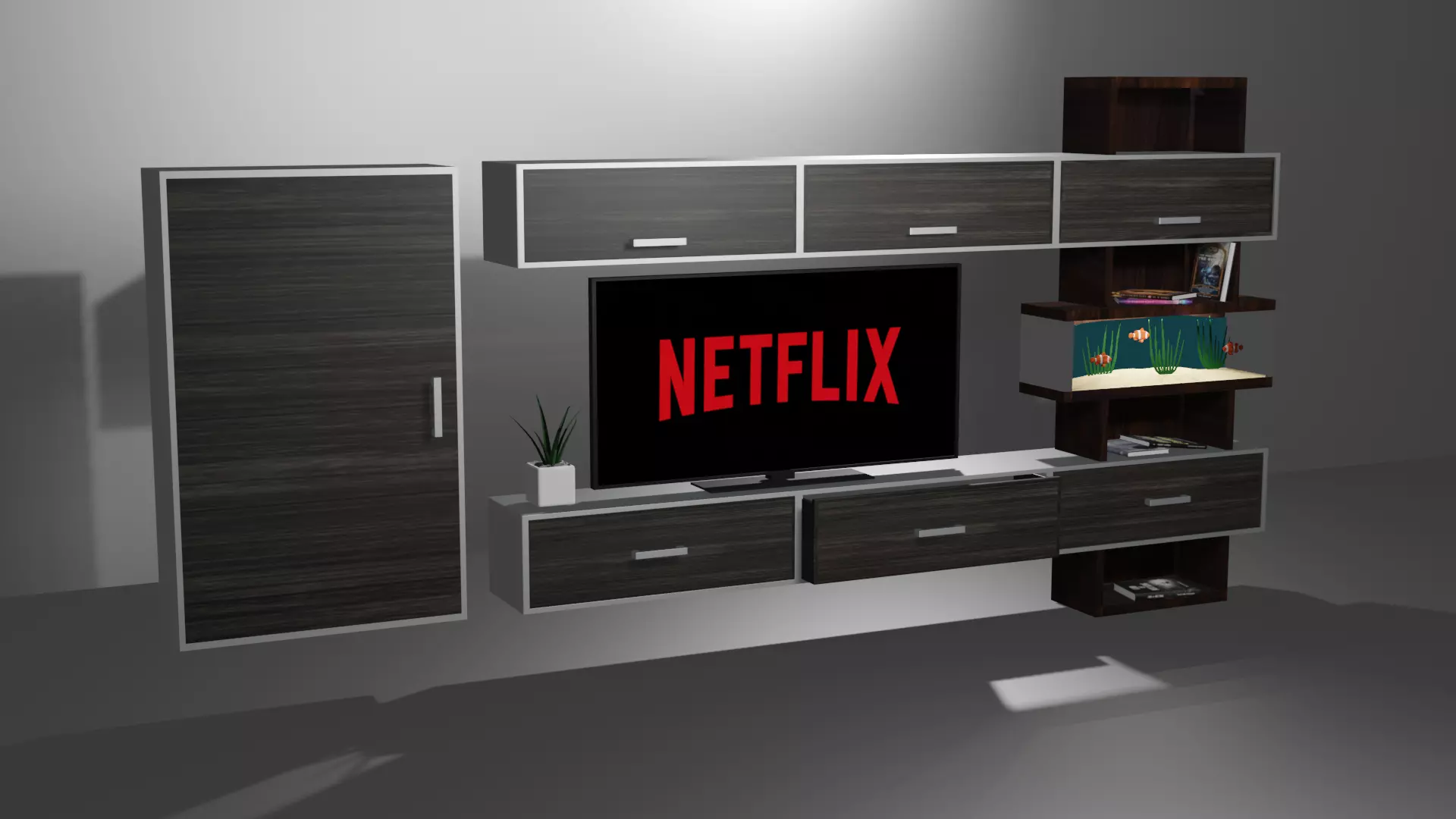 Living Room Wall Free 3D model_0