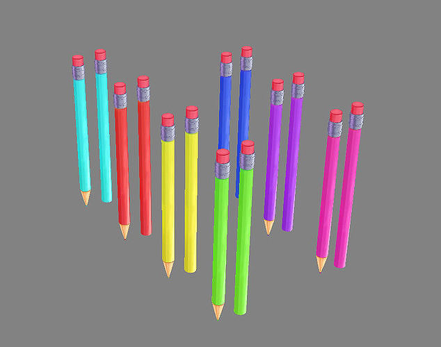 Cartoon  color pencils Low-poly 3D model