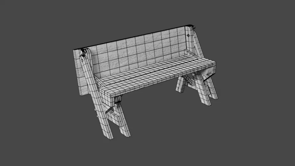 table-transformer picnic table plans Low-poly 3D model_0
