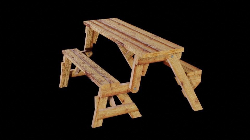 table-transformer picnic table plans Low-poly 3D model_5