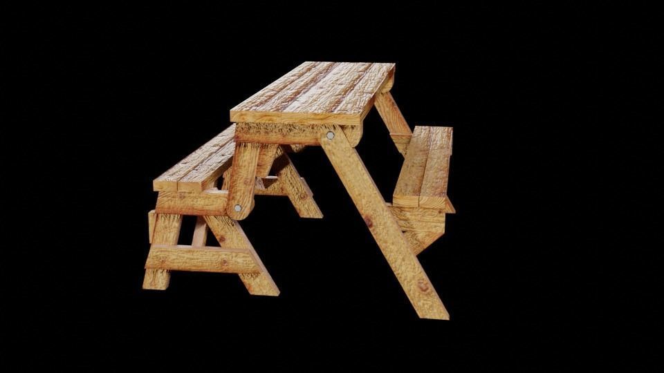 table-transformer picnic table plans Low-poly 3D model_4
