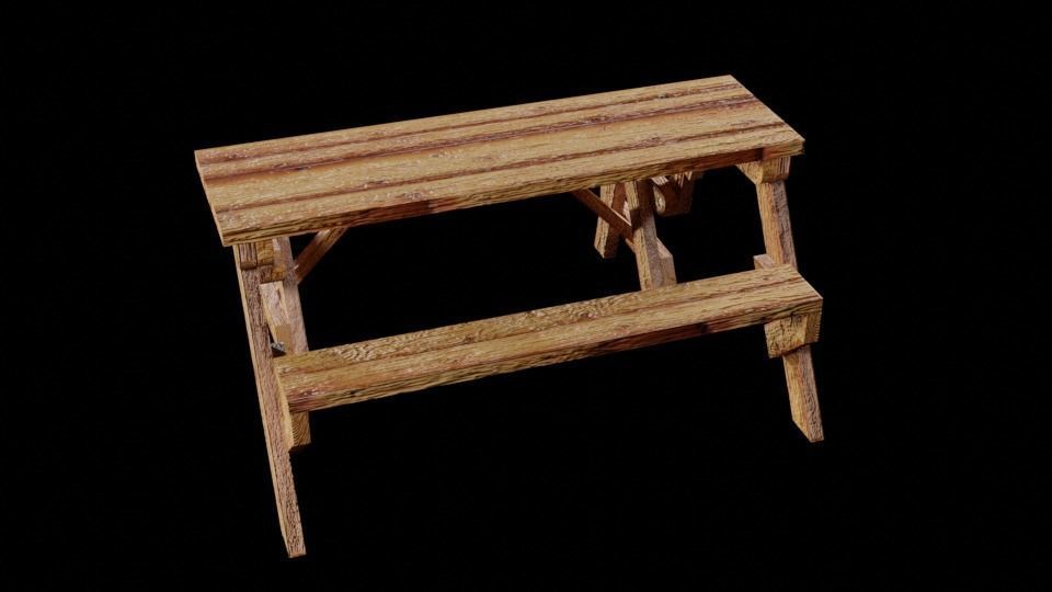 table-transformer picnic table plans Low-poly 3D model_3