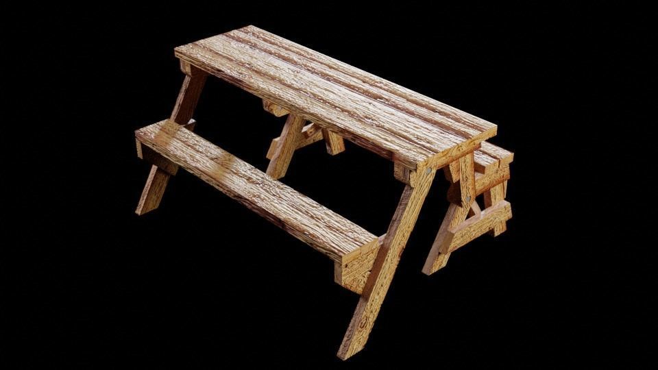 table-transformer picnic table plans Low-poly 3D model_2