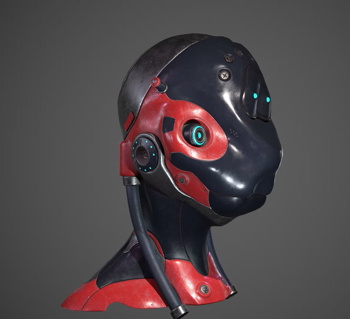 Robot Head Low-poly 3D model_6