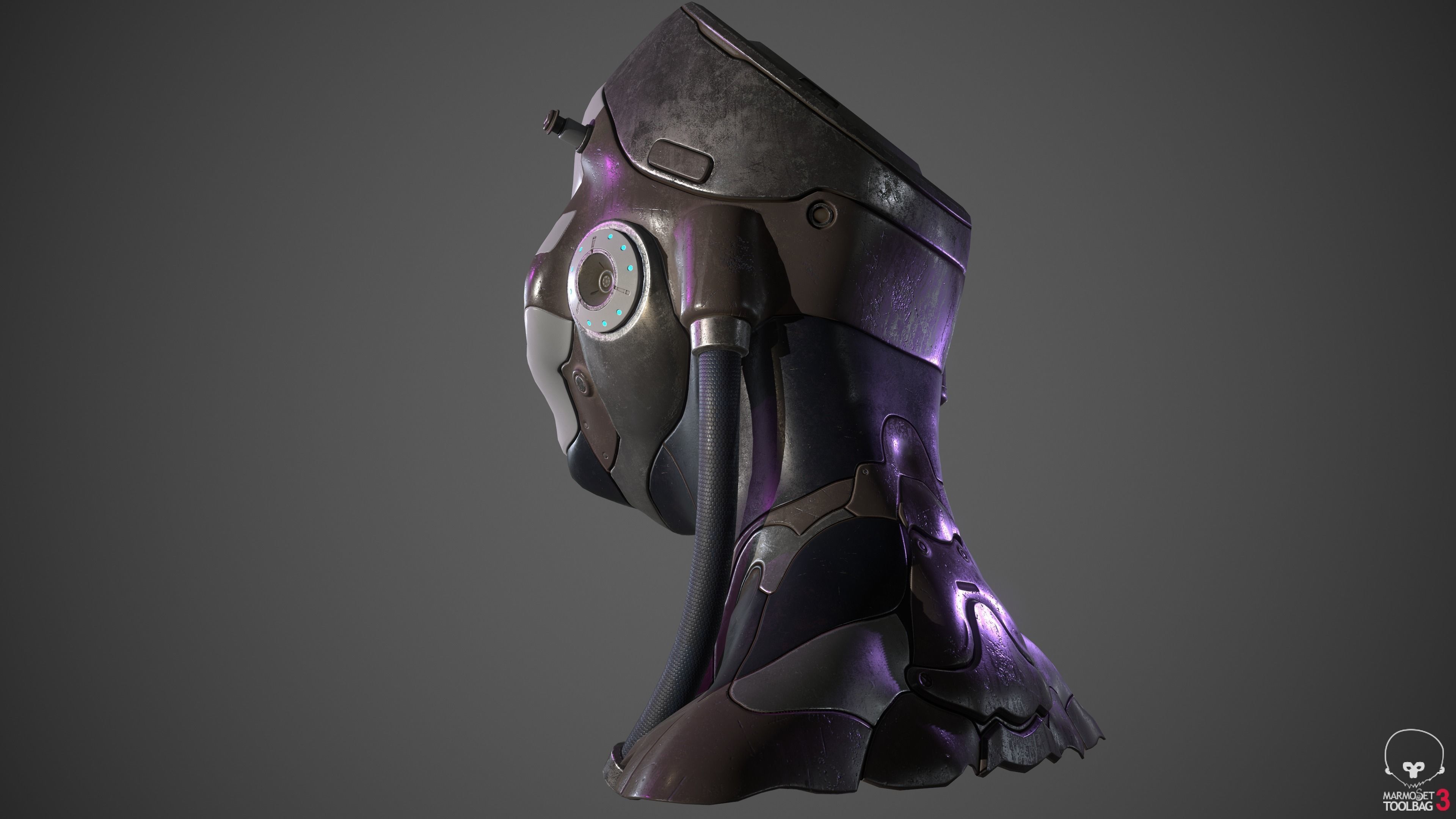 Robot Head Low-poly 3D model_2
