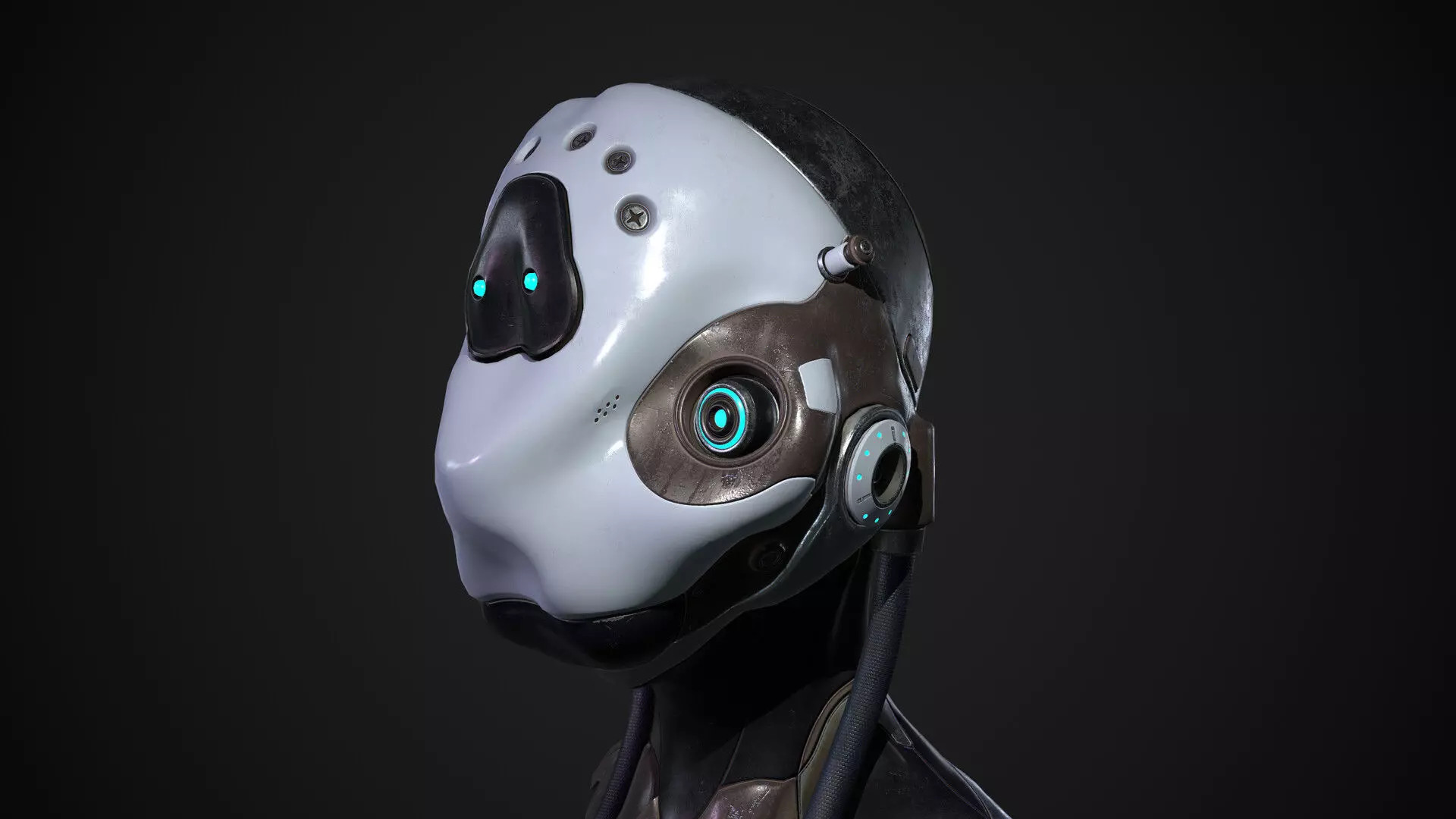 Robot Head Low-poly 3D model_0