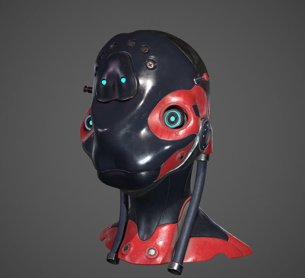 Robot Head Low-poly 3D model_5