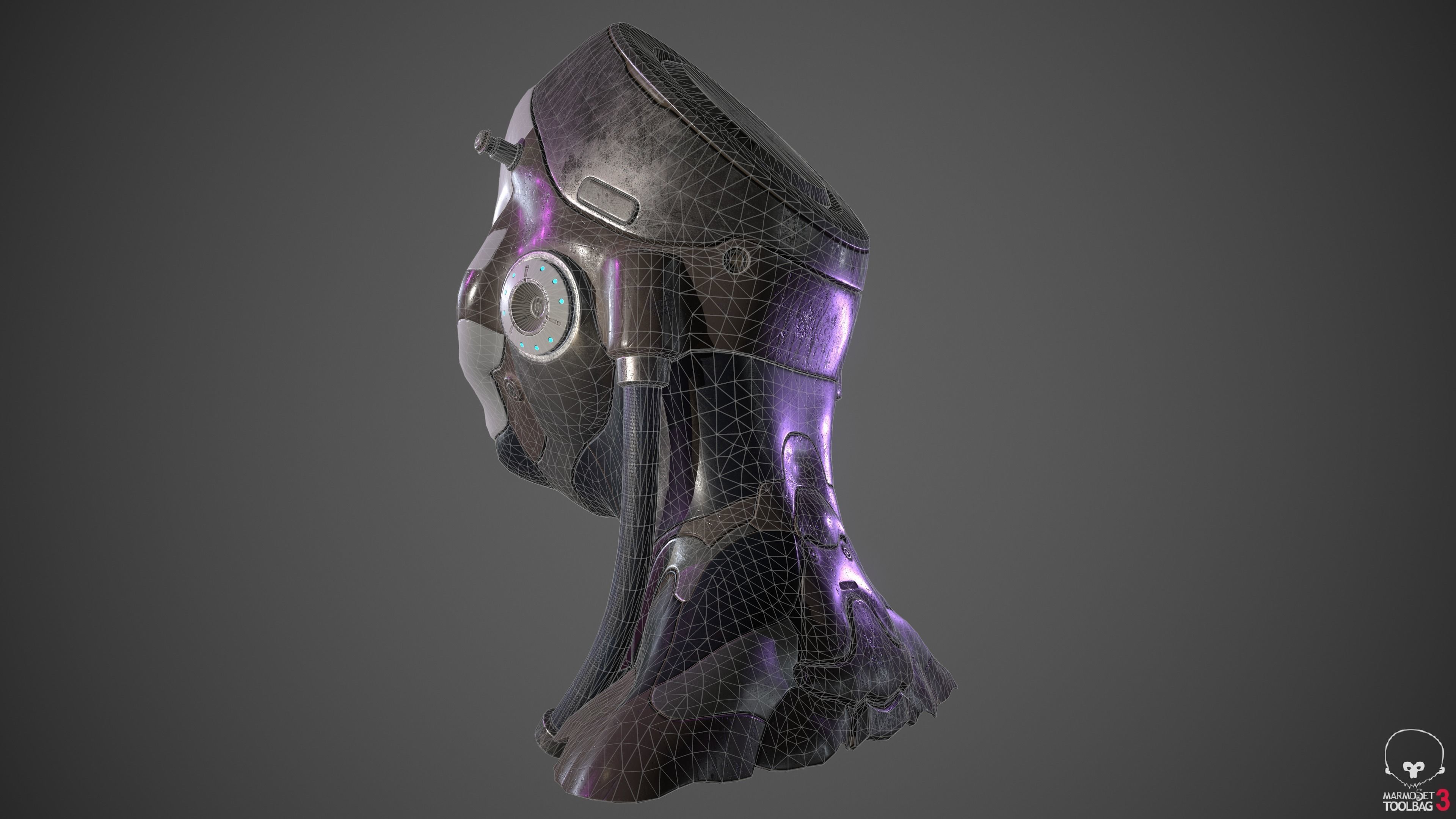 Robot Head Low-poly 3D model_4