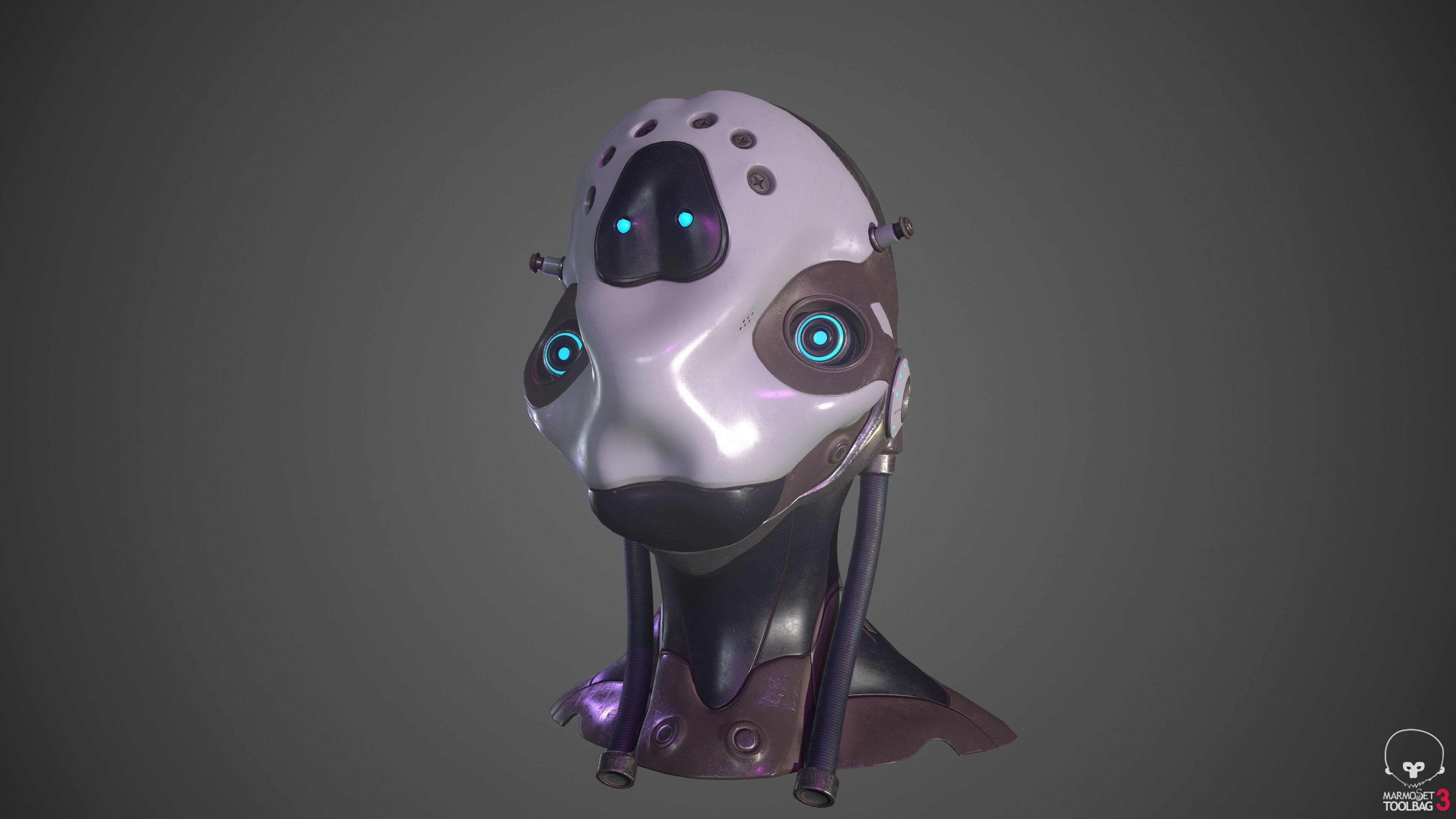 Robot Head Low-poly 3D model_1