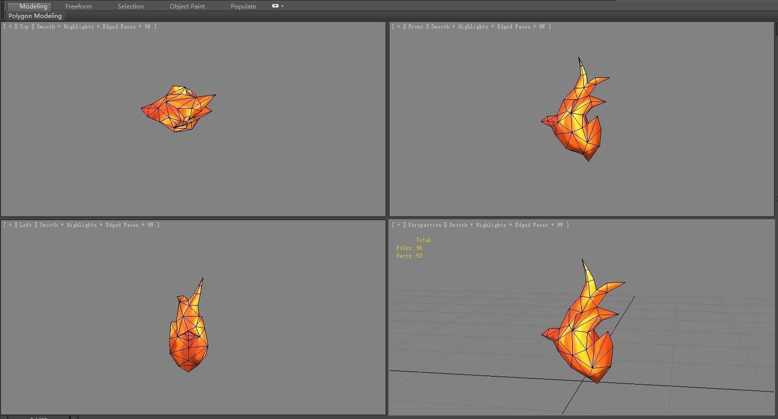 Cartoon fire Low-poly 3D model_3