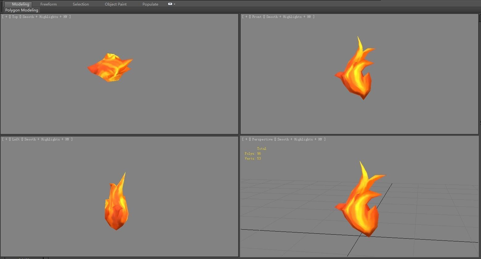 Cartoon fire Low-poly 3D model_2