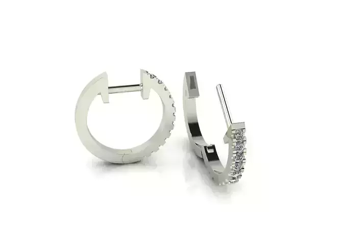 Round Earring Diamond Hoops 