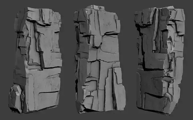 High Poly Rock stone sculpture